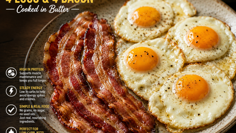 My 7-Day Breakfast: 4 Fried Eggs and 4 Bacon Rashers